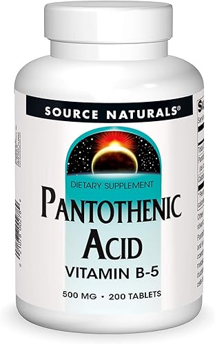 Source Naturals Ácido pantoténico 500 mg Vitamina B-5 Suplemento dietético - 200 Tabletas