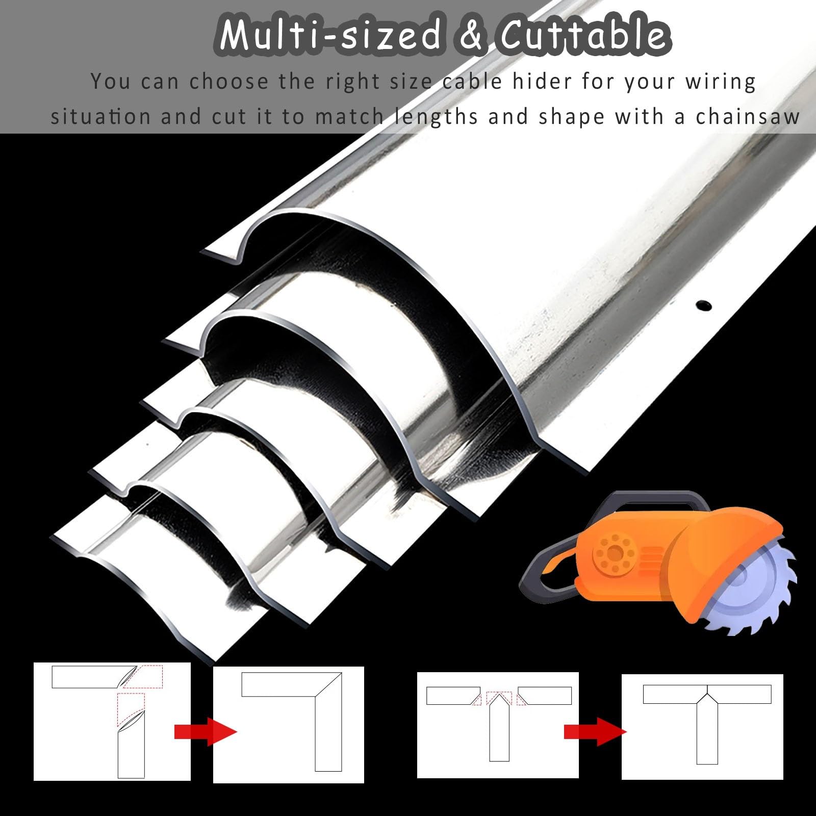 PEYNIR Canal para Cables De Acero Inoxidable 1 2 3 4 5 6 7 8 9 10 11 12 M, Pasacables Curvado para Home Office Hoteles Escuelas, Protectores De Cables Eléctricos De Suelo Recortables(C,1m/39.4in)