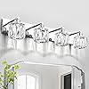 VOLISUN Crystal Vanity Lights - 4 Light Modern Stainless Steel Bathroom Light Over Mirror, Chrome Finish - UL Certificated (Exclude Bulb)