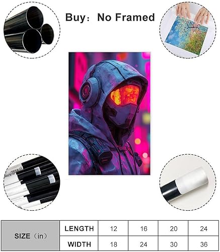 Miniatura 2 de XAHOR Impresión de dibujos animados retro Cyberpunk de los años 90, decoración de pared de arte callejero neón, póster de lienzo para jóvenes