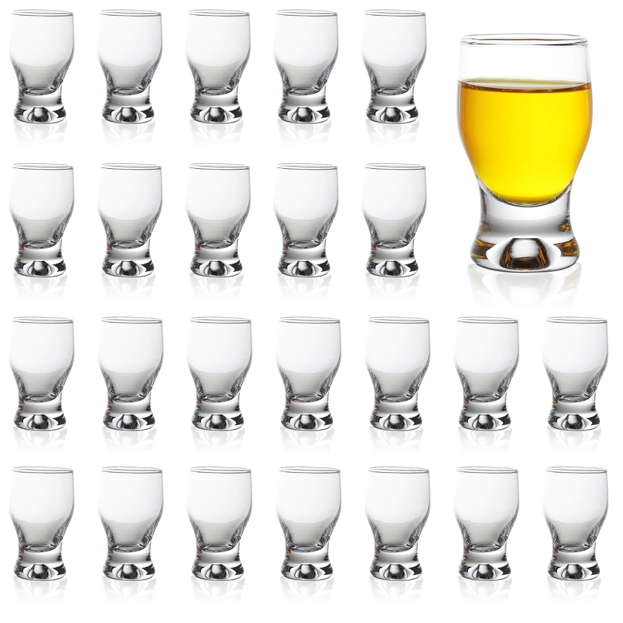 QUAFFER Shot Glass Set of 24 – Elegant Clear Shot Glasses 2 oz – Classic Whisky Vodka Tequila Sherry Brandy Cordial Mini Snifters Glasses - Perfect