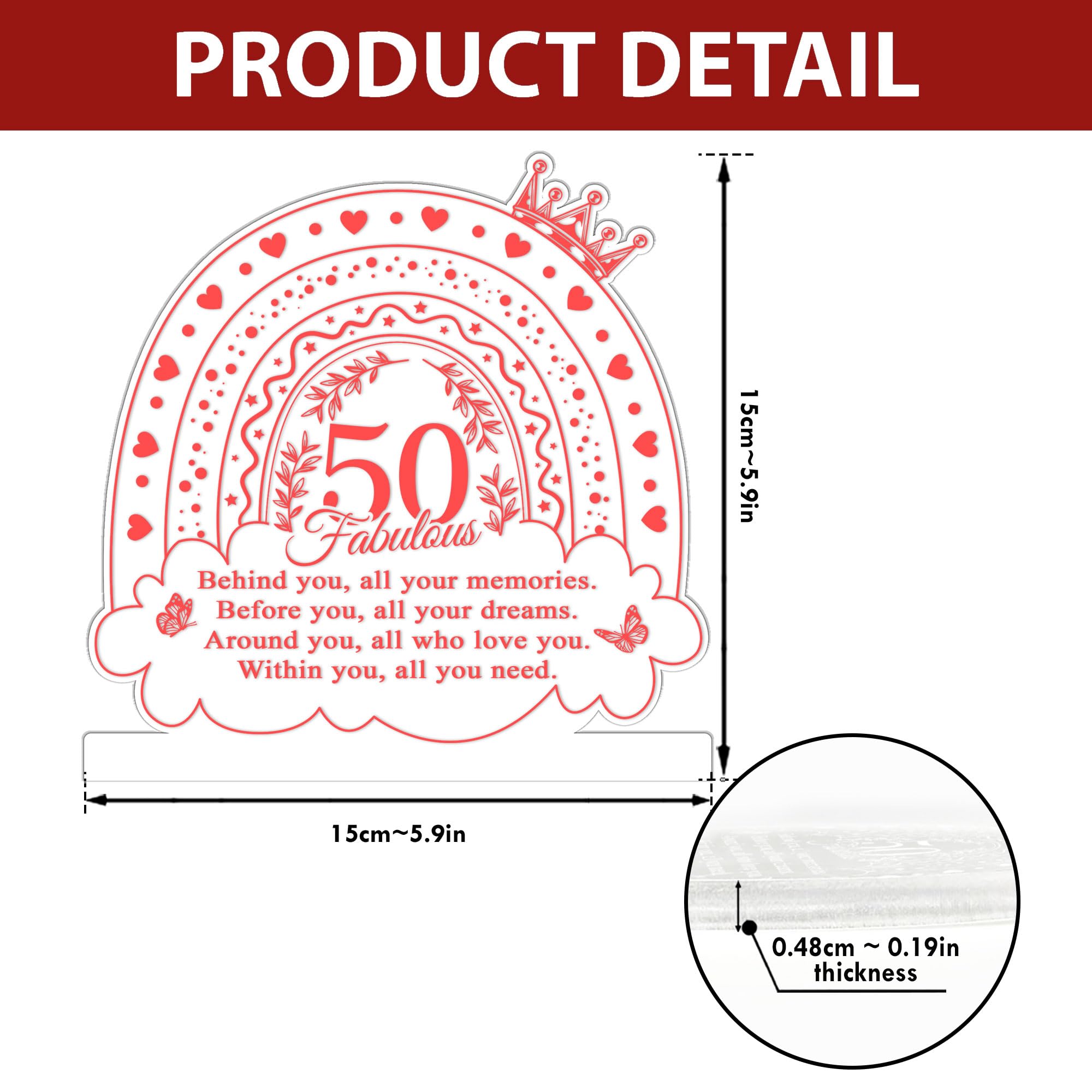 ARTSYWIX 50 Birthday Gifts for Women, 50th Birthday 3D Illusion Table Lamp with Wooden Base USB Powered, Fabulous Fifty Birthday, Gifts for Wife Husband Boyfriend Girlfriend on Birthday Christmas