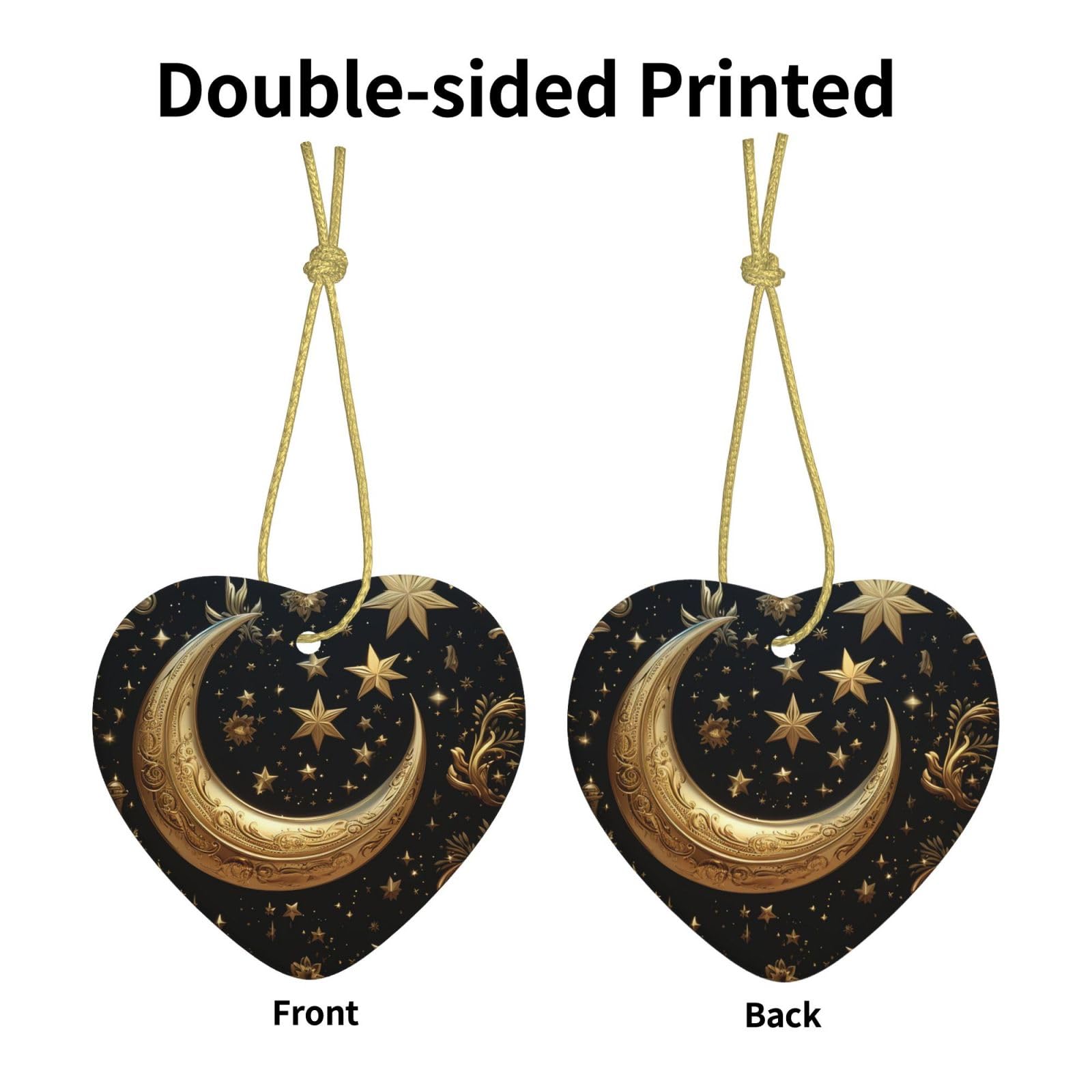 Amazon.co.jp: 金色の星と月のクリスマスオーナメント ハート