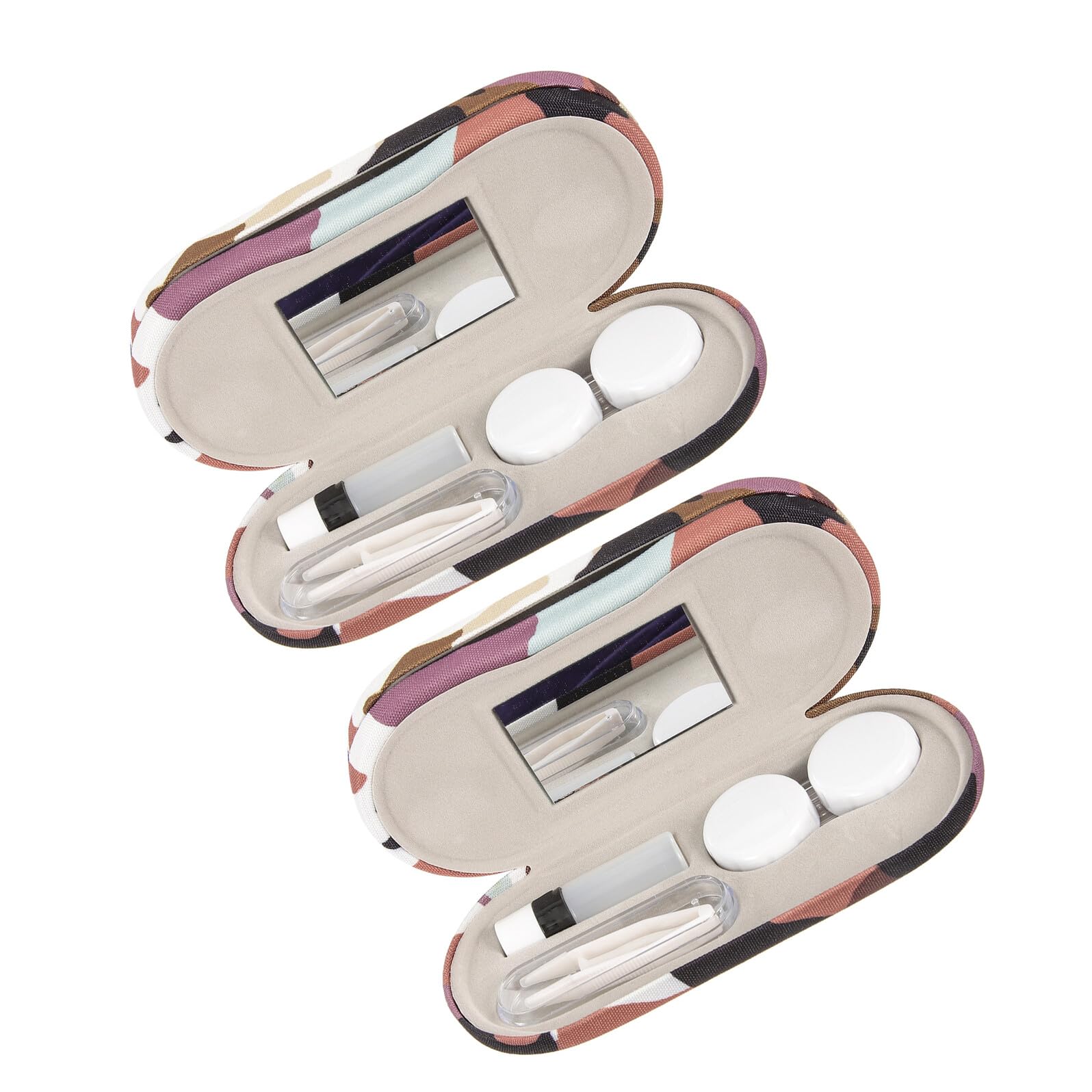 2 In 1 Doppelbrillenetui Camouflage mit Spiegel und Pinzette Hartschalen Etui mit 2 Separaten Fächern für Korrektions und Sonnenbrillen Reise Brillenbox für Damen und Herren
