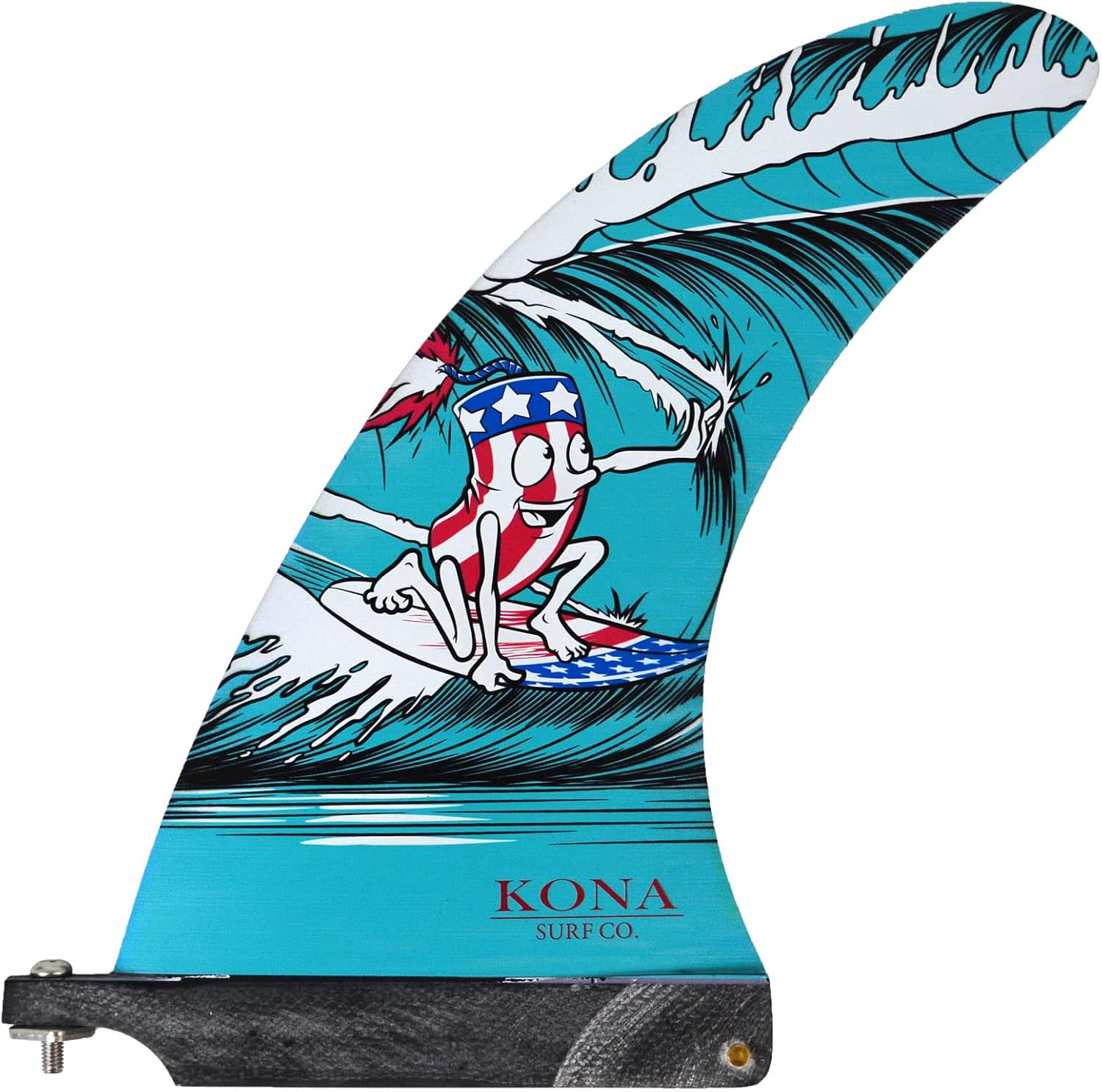 Classic Single Single Center Fin for Longboard, Surfboard and Paddleboard (Firecracker, 9in)