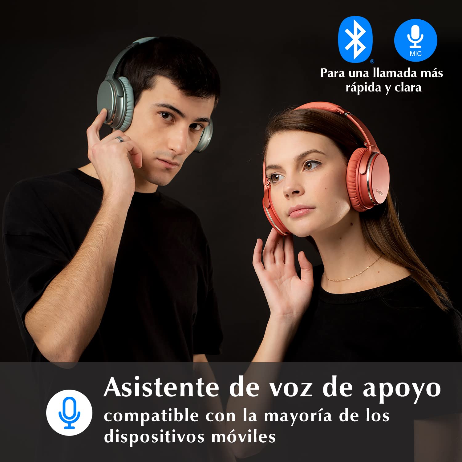 Srhythm NC35 ANC Over-Ear con Tipo-C Carga Rápida Mic,Plegable Auriculares Inalámbricos con Cancelación de Ruido Bluetooth 5.0,Llamada de Voz,Mega Bass,50+ Horas de Tiempo de Juego