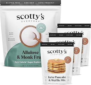 Keto Pancake & Waffle Zero Carb Mix 9.8oz 3-Pack and Allulose & Monk Fruit Zero Calorie Sugar Replacement 2lb Bundle