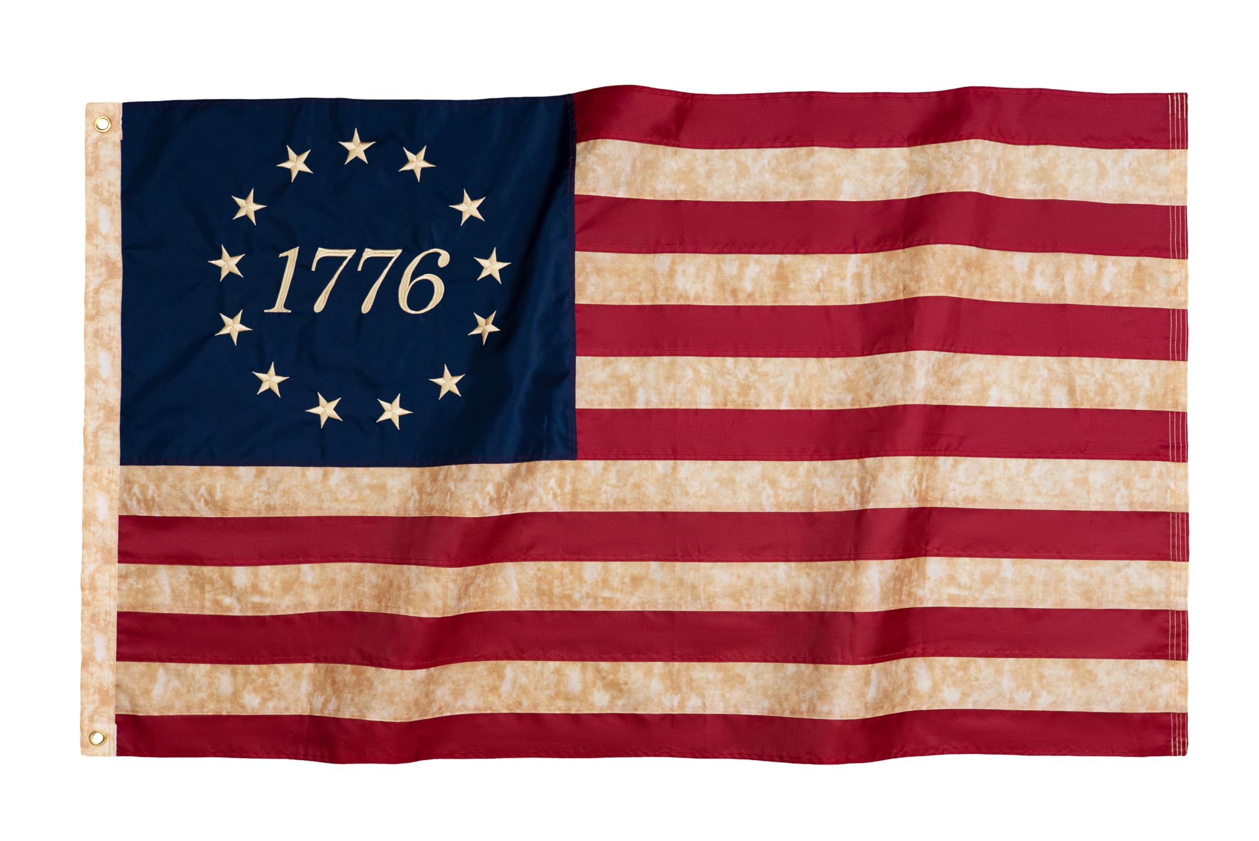 SYII Vintage Betsy Ross 1776 Flags 3x5 Feet, Embroidered 13 Stars Colonies 1776 American Flag with 2 Brass Grommets, Heavy Duty Polyester USA 250th Anniversary Decoration โ image 1
