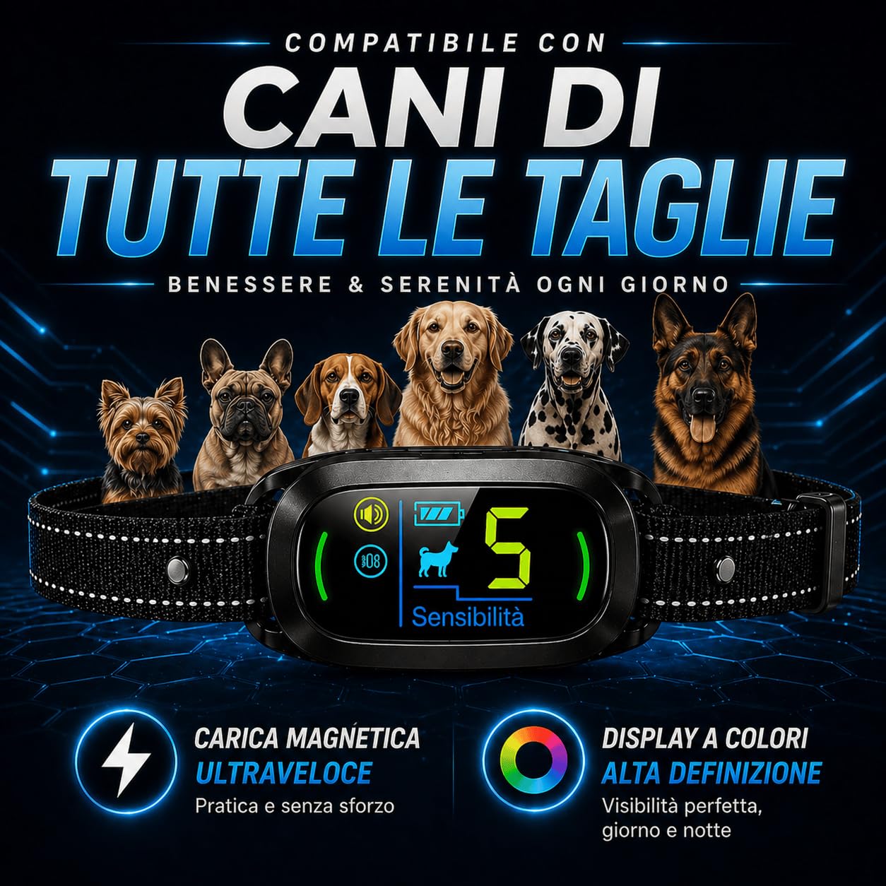 PAWPRO Collare Antiabbaio per Cani | Conforme Nuova Legge Benessere Animali 2024 | Intelligenza artificiale, Rilevamento Dell'Abbaiare, Schermo Colori | 3 modalità BEEP, Vibrazione, BEEP+Vibrazione