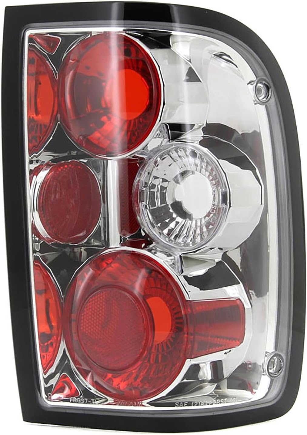 SPEC-D TUNING Chrome Housing Clear Lens Tail Lights Compatible with 1993-1997 Ford Ranger, Left + Right Pair Assembly
