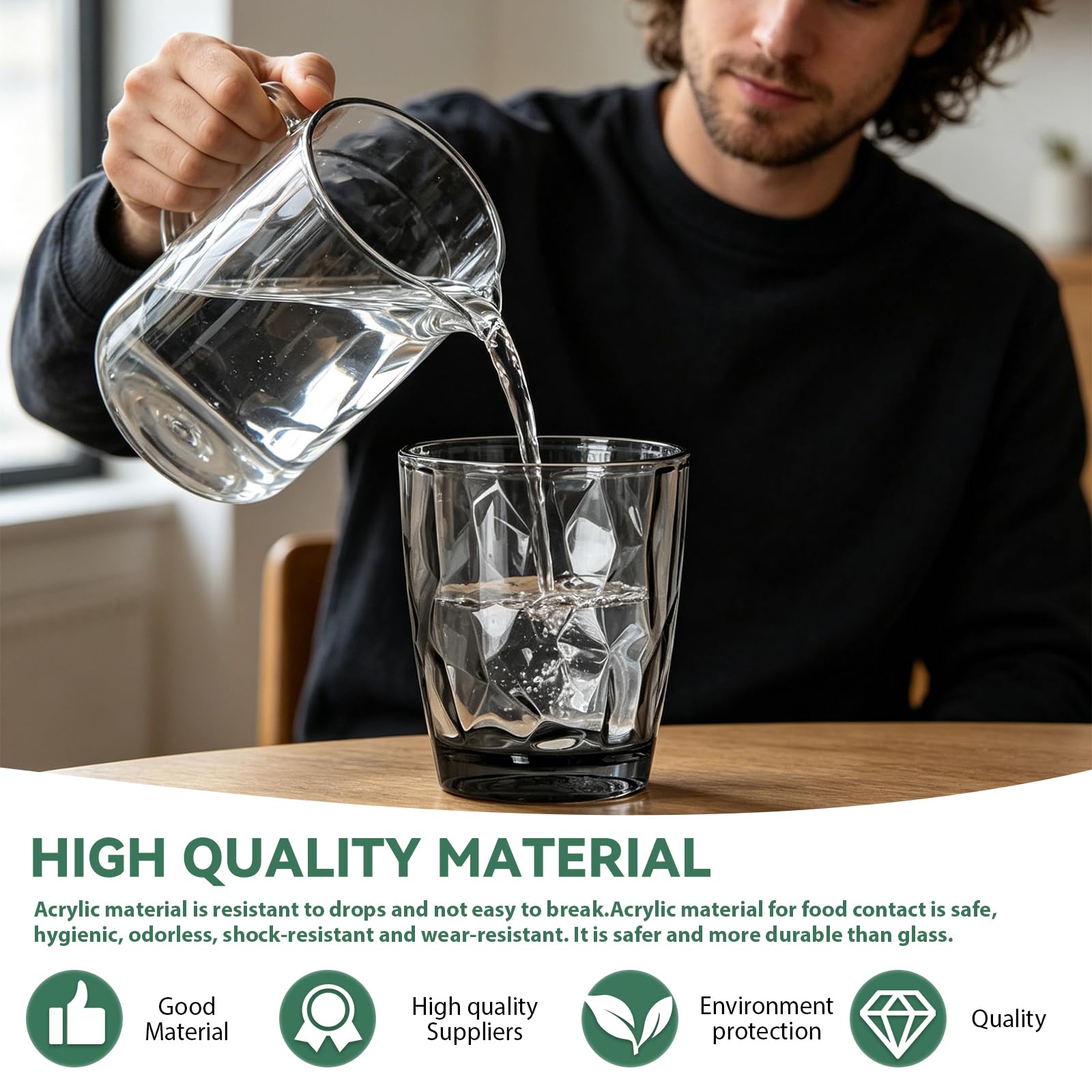 Zestaw 8 plastikowych kubków wielokrotnego użytku: 310 ml, akrylowe kubki na napoje, trwałe kubki imprezowe z tworzywa sztucznego, nadają się do mycia w zmywarce, do domu i na imprezę