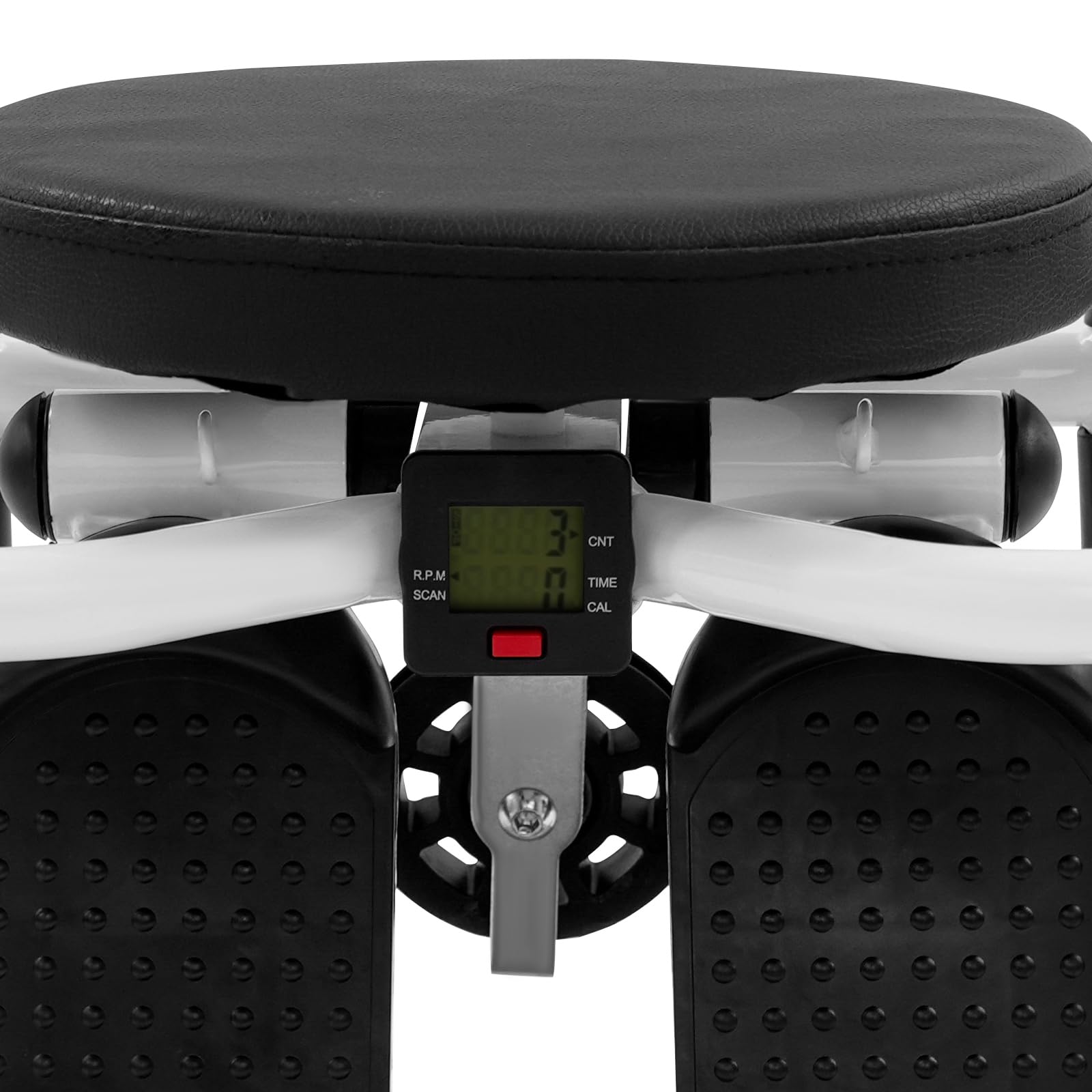 Mini stepper fitness Up-Down, resistenza idraulica, portata 150 kg, display LED, swing stepper con bande di resistenza, tappetino antiscivolo, telaio in acciaio, nero e bianco