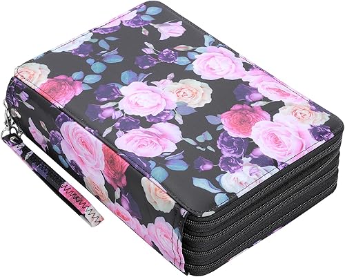 CONTAIL Estuche para lápices de 200 ranuras de colores con cierre de cremallera, organizador de tela Oxford de sarga con correa de asa