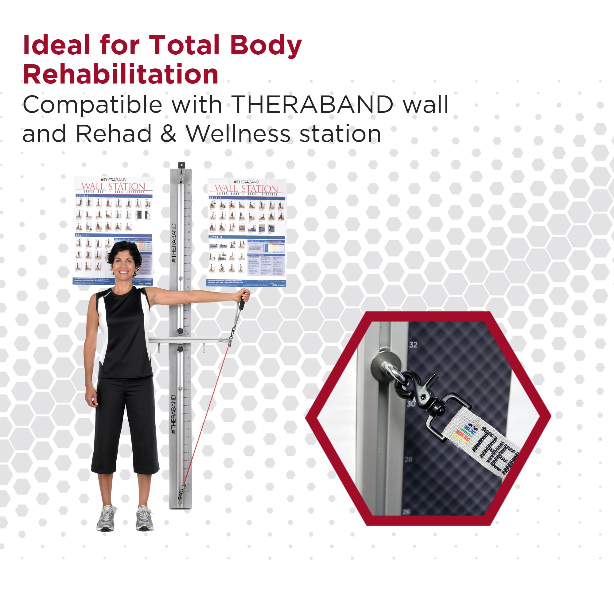 Thera-Band Wellness Station Professional Latex Resistance Tubing With Connectors, Set of 2, 12 Inch, Red, Medium, Beginner Level 3