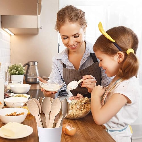 Miniatura 3 de Utensilios de bambú desechables, 100 cucharas de bambú para comer, 100% biodegradables, compostables, renovables, cubiertos naturales de viaje,