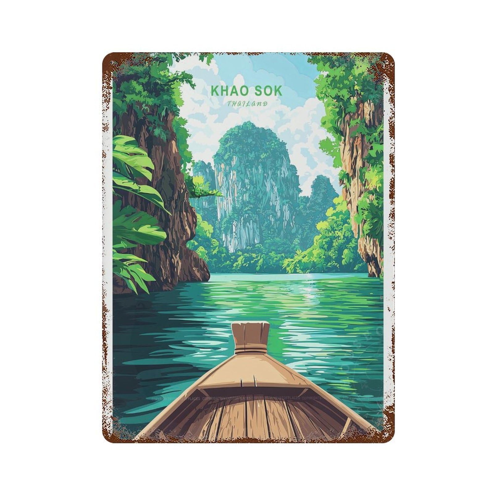 xiaoxiaoshen Khao Sok Thailand Travel National Park Minimalist Cityscape (2) Wall Decor Art Metal Tin Poster Modern Home Decor Art Home Bar Shop Decorations Vintage Sign 40x30cm