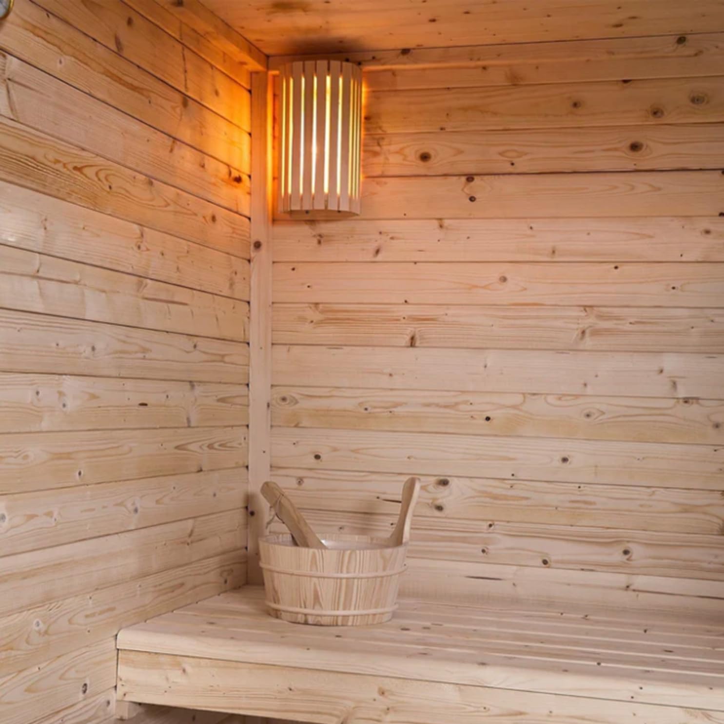 SANOTECHNIK Sauna finlandesa para exterior Helsinki, 165x175x219 cm, para 2-3 personas, horno de 4,5 kW, madera de abeto
