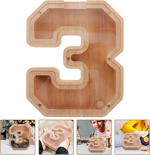 Vista 36 de ibasenice Alcancía transparente para decoración del hogar, alcancía para niños, irrompible, alcancía de madera para adultos