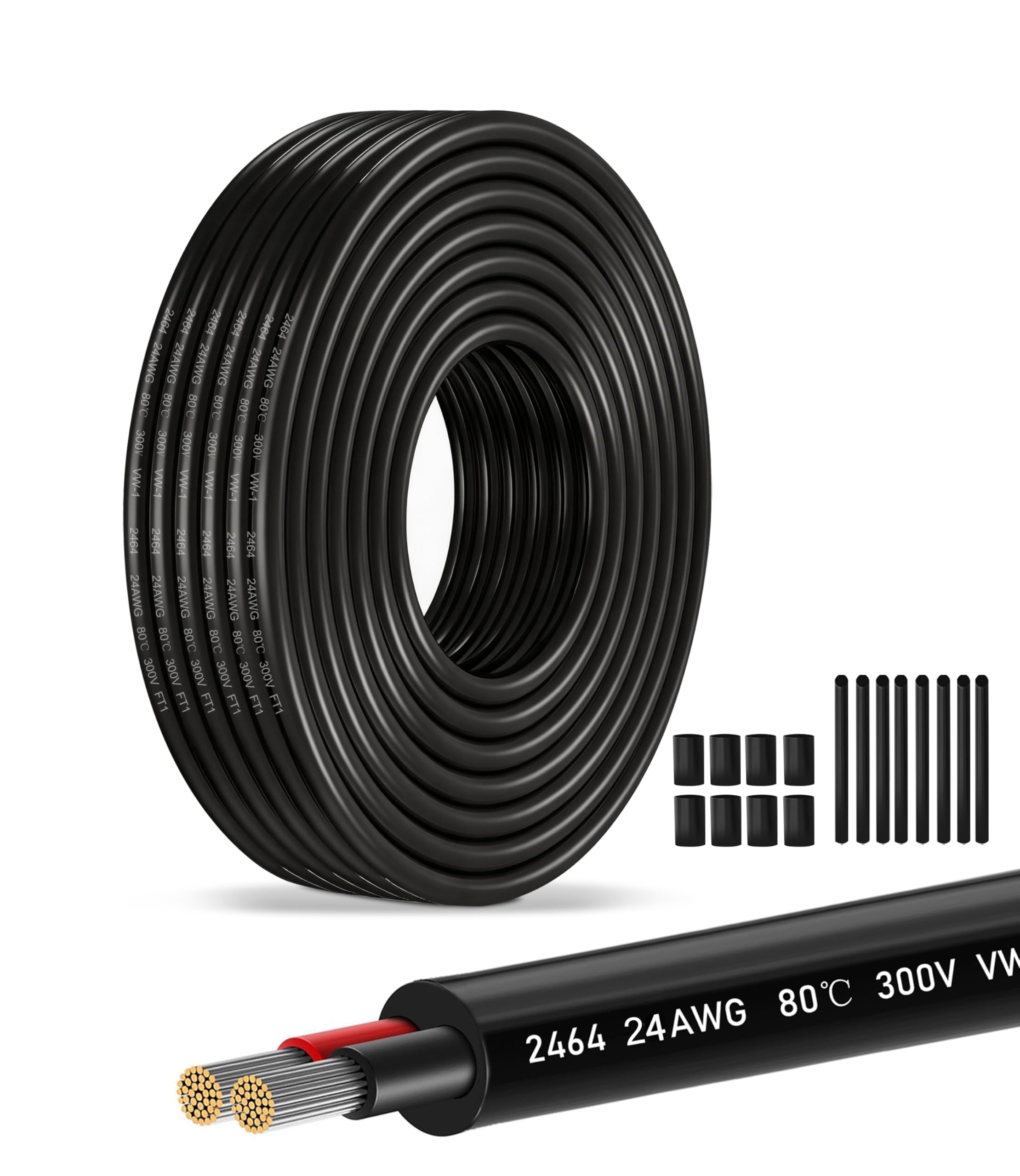 XINWANG 24AWG 2 Core Cable,8M/26.2FT Ultra Flexible Low Voltage Wire,Stranded Tinned Copper for Signal & Low Current Use,Perfect for LED Pixel Lights,Sensors,Car Audio & DIY Electronics