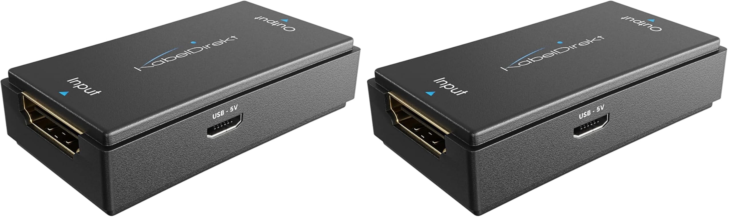 KabelDirekt – Repetidor Activo HDMI 2.0 (Amplificador de señal, UHD 4K/60Hz, HDR, HDCP 2.2, Alcance máx. 50m, Conector Hembra a Conector Hembra, amplificar la señal HDMI, Negro), (Paquete de 2)