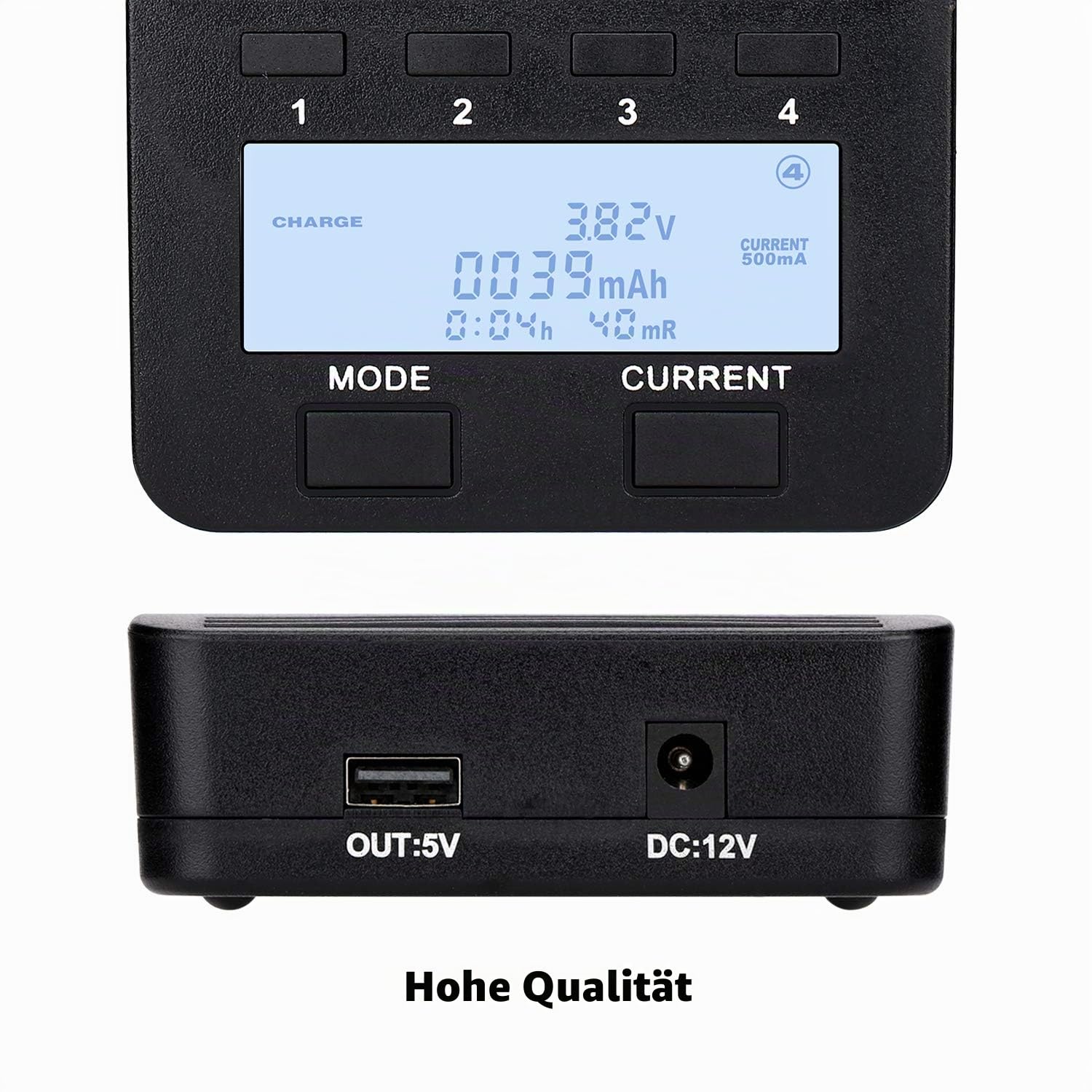 18650 Akku Ladegerät LiitoKala Lii-500, AA Batterieladegerät mit LCD-Display inklusive 12V2A Adapter unterstützt USB Ausgang für 14500 21700 Li-ion AA AAA NI-MH NI-CD, 4 Schacht