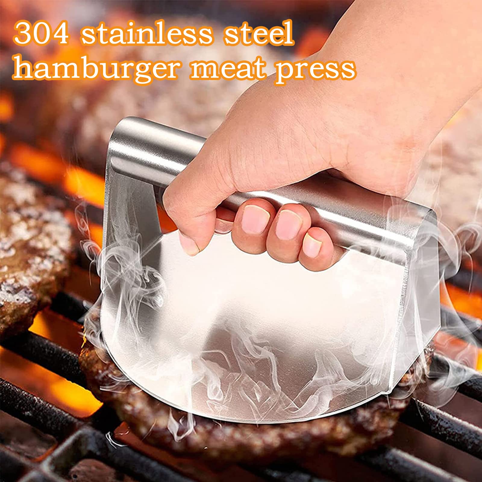 Pressa per Hamburger,Hamburger Pressa Rotonda da 4,9 Pollici in Acciaio Inossidabile, Multiuso Patty Press Non Appiccicoso Pressa per Hamburger Barbecue