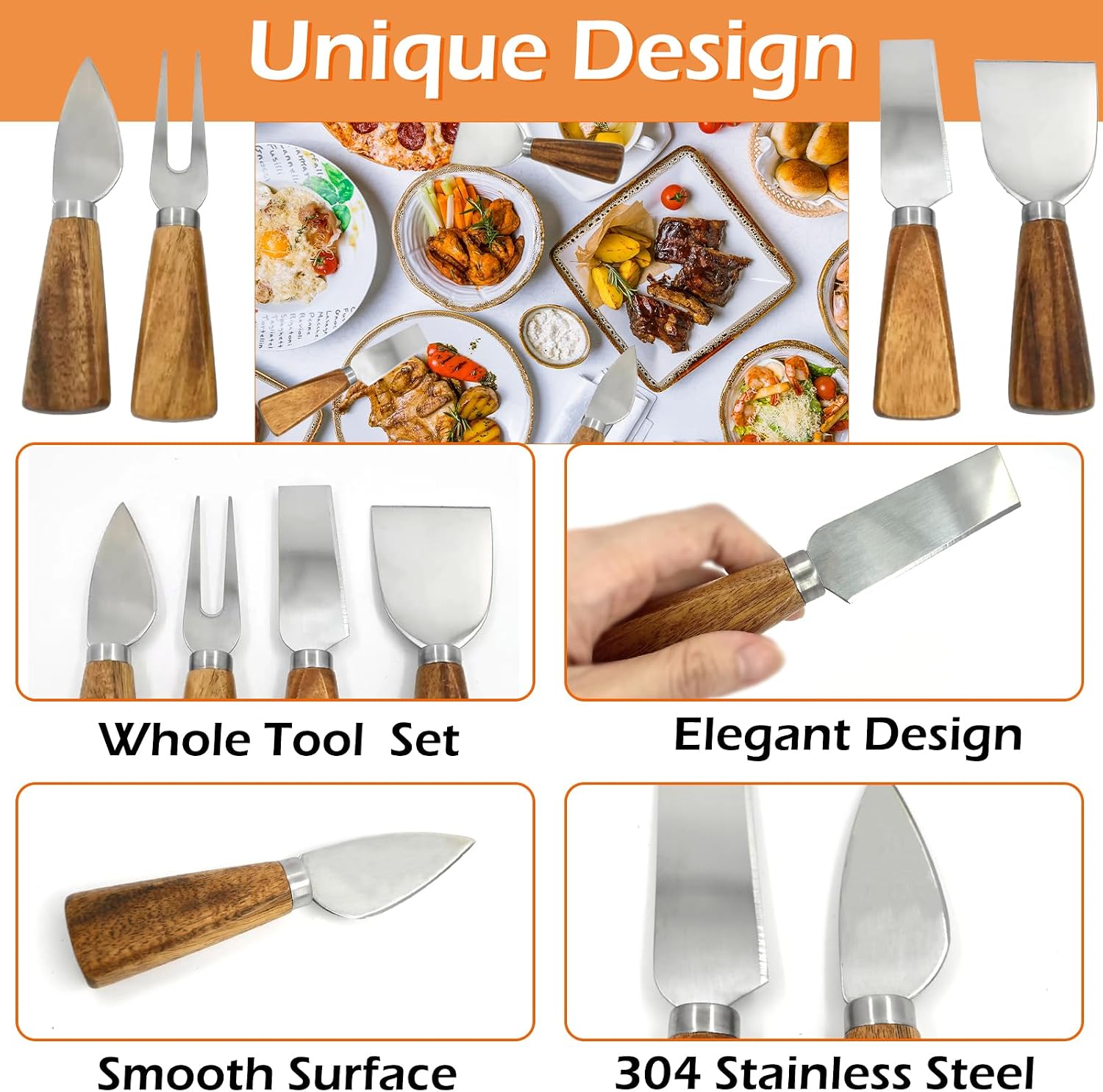 Charcuterie Boards Accessories, All-in-1 Charcuterie Utensils Set, 300 Cocktail Picks, 4 Tongs 4 Spoons 4 Forks 4 Bowls 4 Honny Dipper 20 Blank Flags (Silver-2)