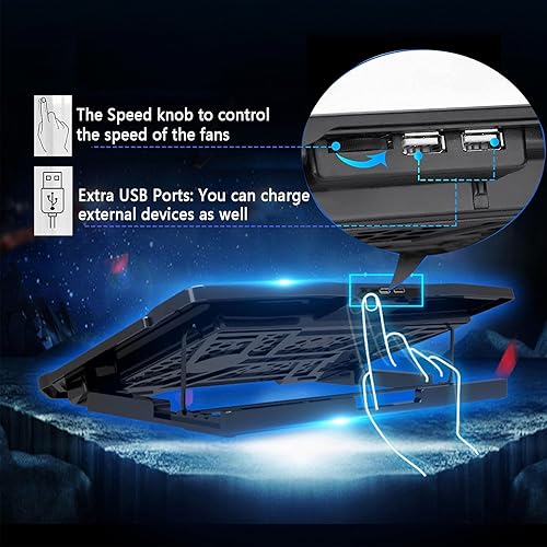 Miniatura 5 de Almohadilla de refrigeración para laptop para todas las computadoras portátiles y portátiles, enfriador de aluminio para laptop con 6 ventiladores