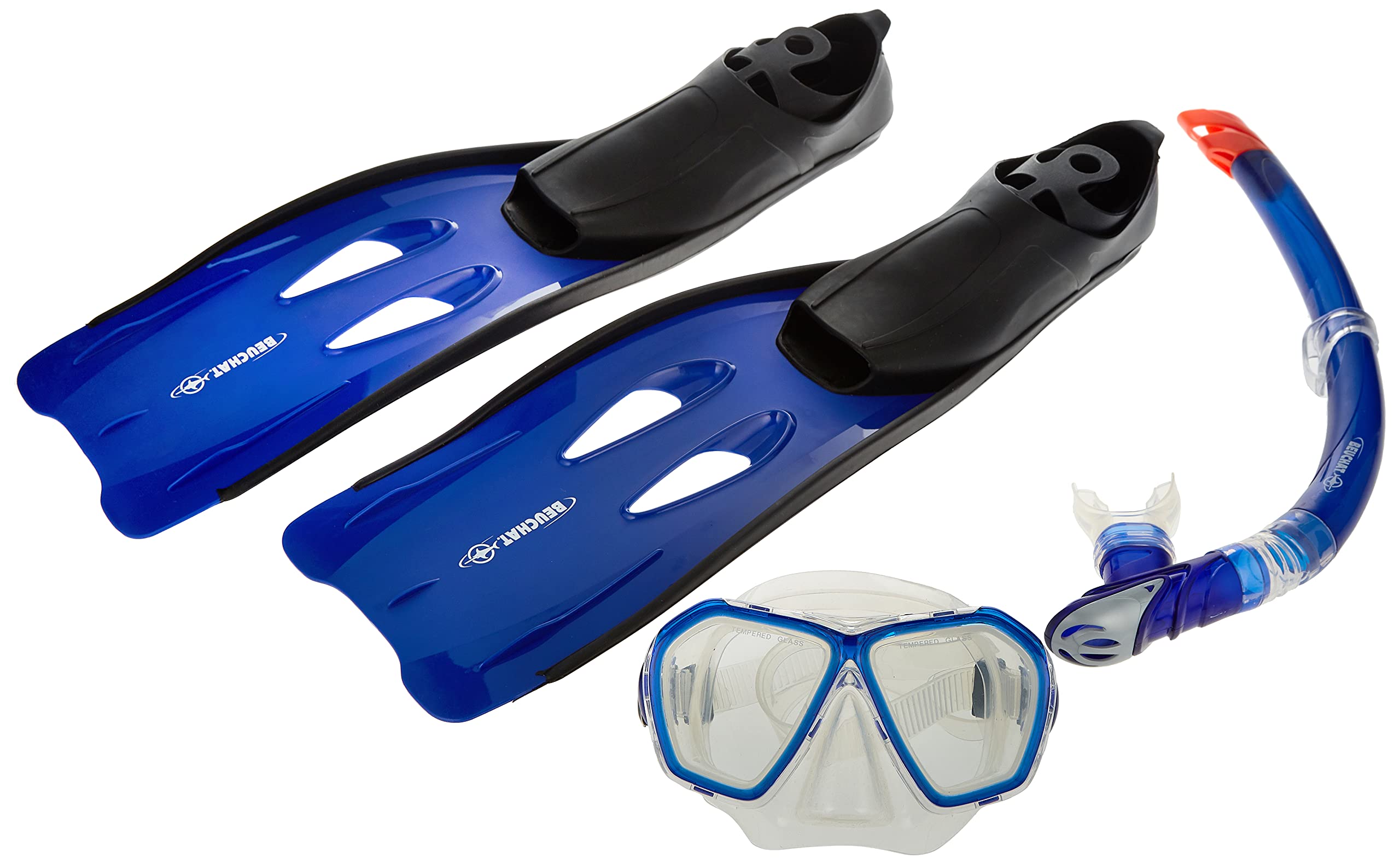 BEUCHAT BWWSP Bestway Trio Plus 500 Diving Mask, Snorkel And Fins Set 38-39, Blue