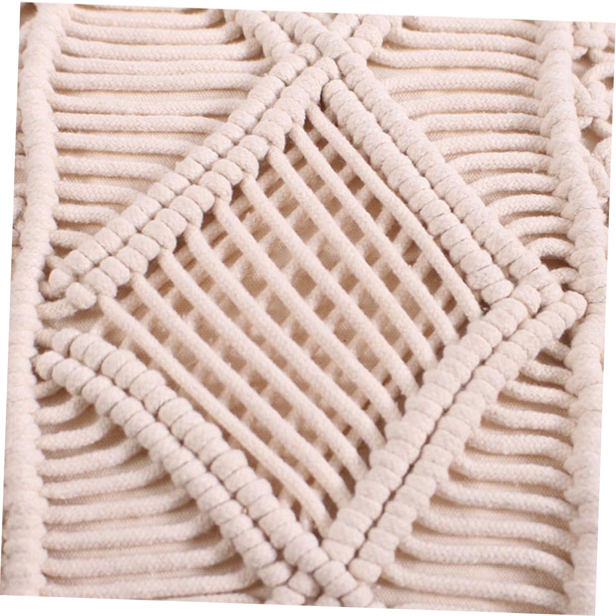 Fodera Cuscino Intrecciata a Mano Beige Frange 1 Pezzo | Cotone, Uso Casa e Regalo Inaugurazione, Copricuscino per Divano, Stile Semplice Delicato