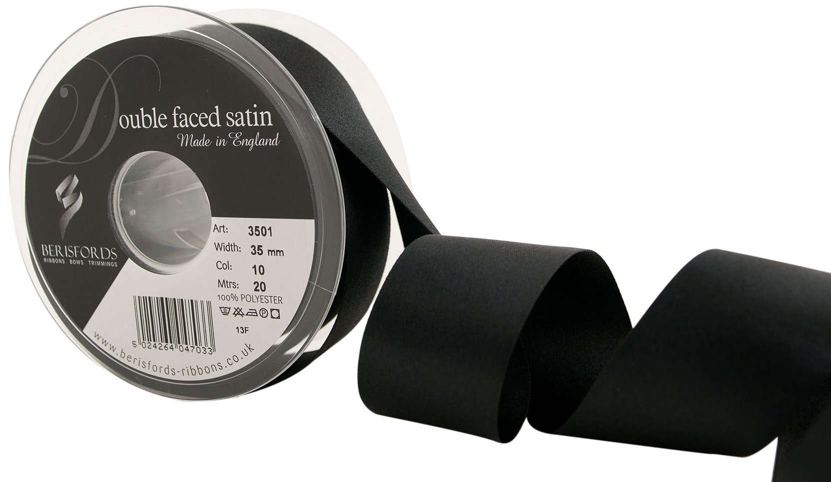 Berisfords Ribbon, Black, 35 mm