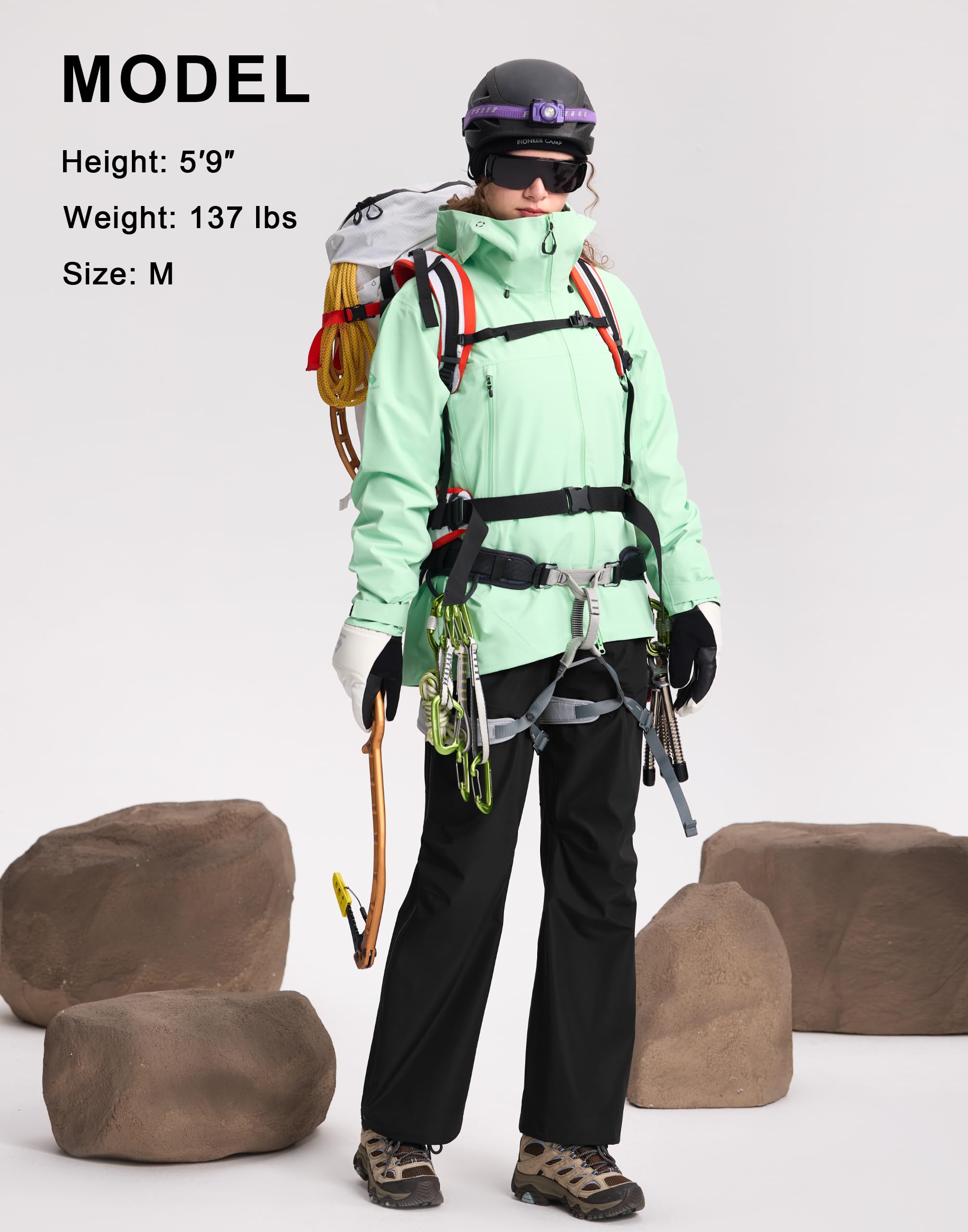 Pioneer Camp Damen Regenhose Wasserdicht 20000 mm, Atmungsaktiv 7000 g/m², 3L Verklebt 75D Strapazierfähig Wanderhose mit Belüftungsreißverschluss & Verstärkten Knien fur Trekking Outdoor
