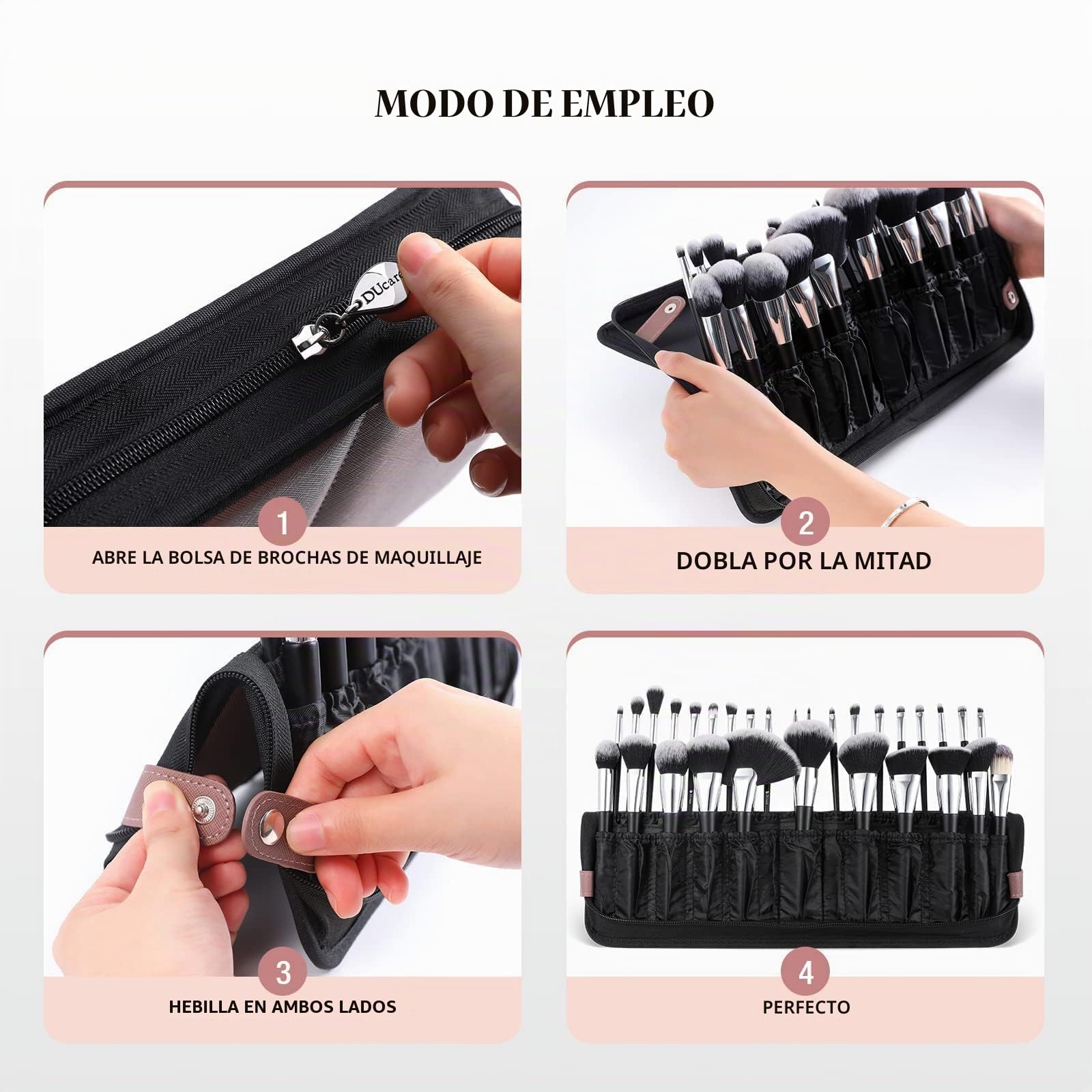DUcare - Bolsa organizadora de brochas de Maquillaje, Bolsa de cosméticos portátil para Viajes, Bolsa de cosméticos de pie, Organizador de Artistas, Makeup Organizer marrón, 1 Pieza