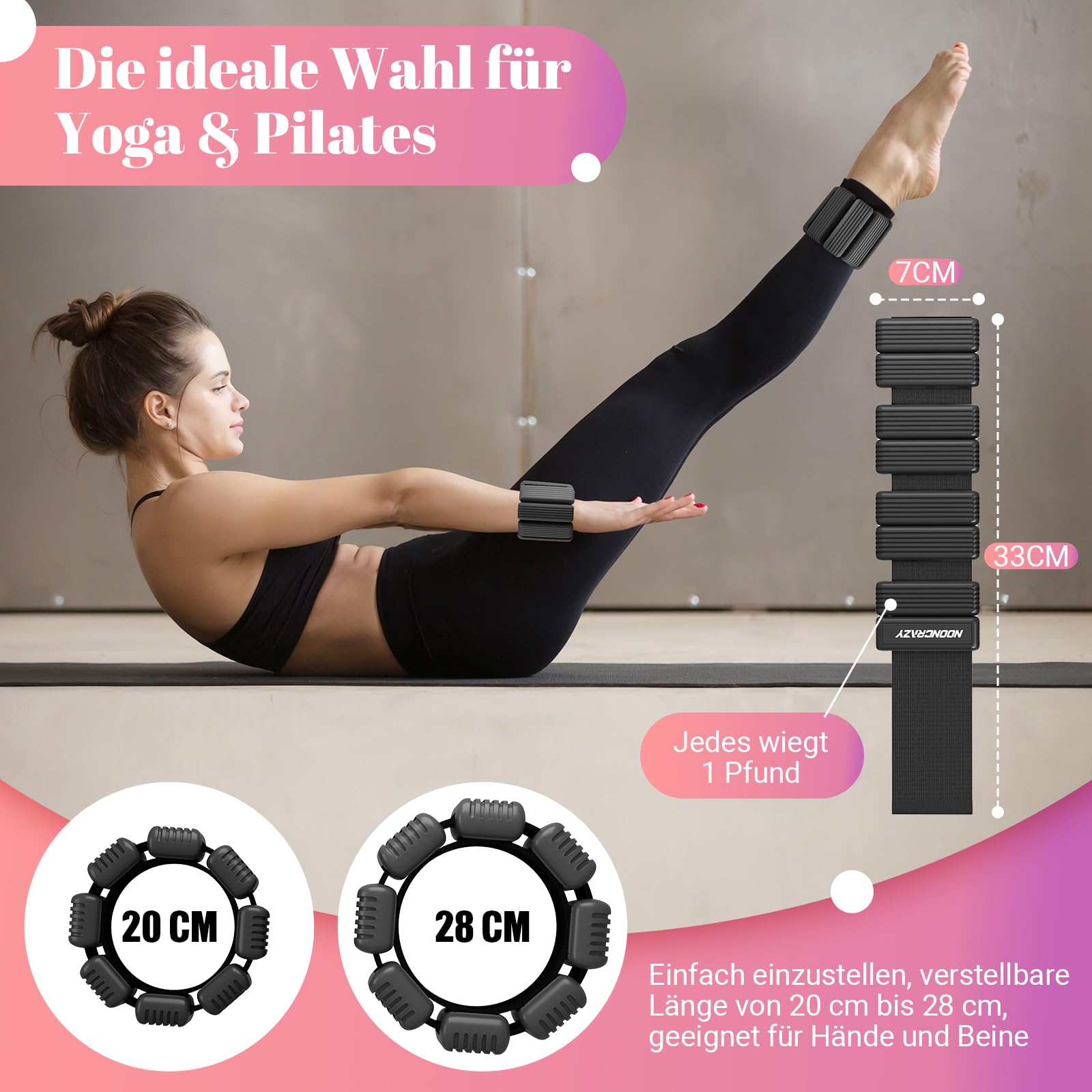Handgelenkgewichte Knöchelgewichte Set 2er (je 0,5 kg), Tragbares Gewichtsmanschetten Fuß, Ankle Weights Ideal für Pilates, Yoga, Gehen, Jogge, Aerobic, Physiotherapie für Frau Mann