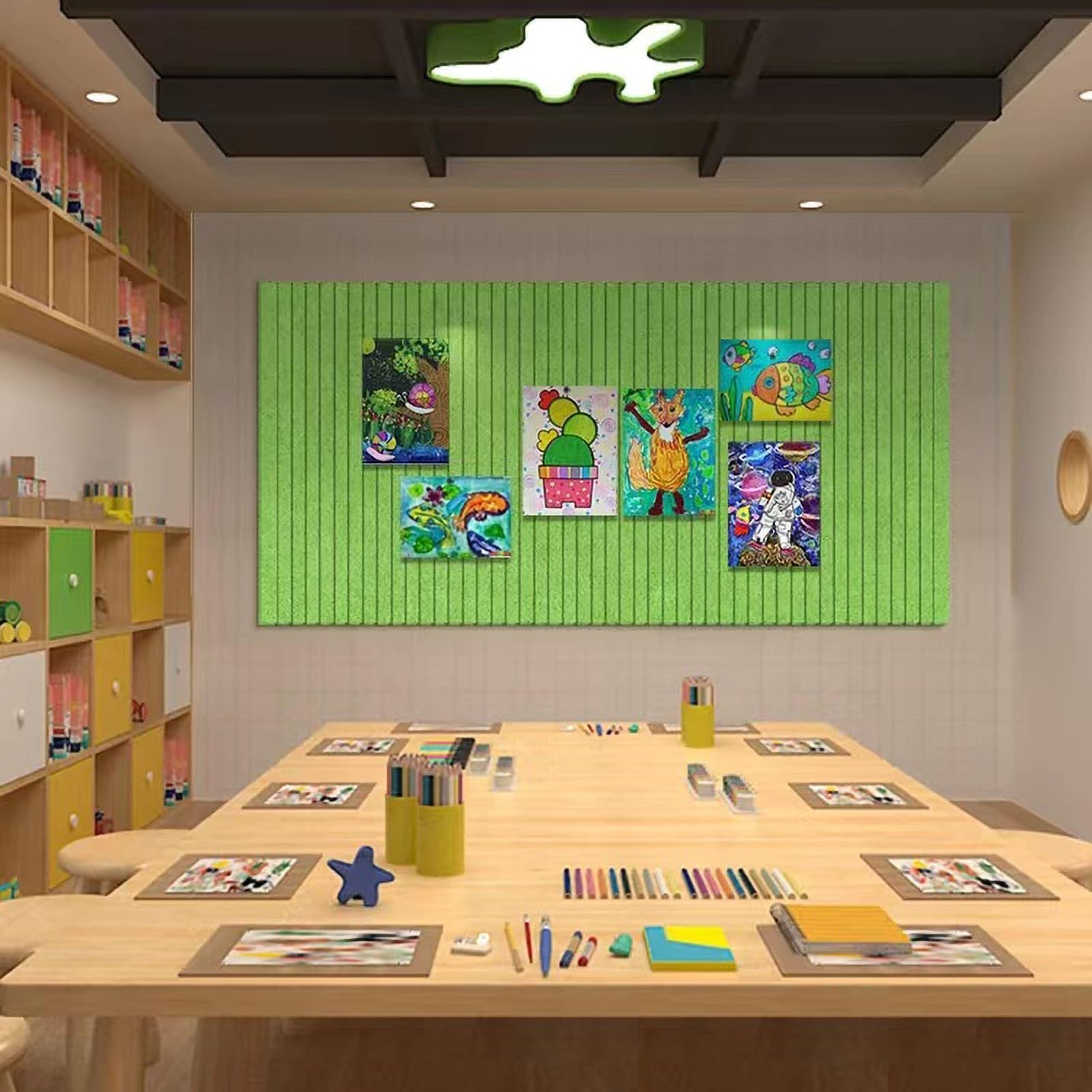 XIUCAI Color Self-Adhesive Felt Pin Board, Modern Aesthetic Home Decor Wall Display Board, for Office Workplace Classroom Kids Room, with Push Pins,Green,120 * 160cm