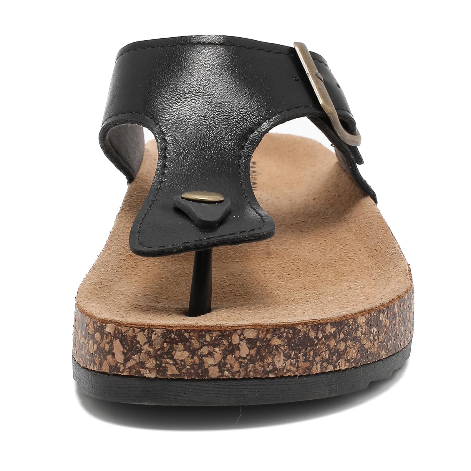 Tongs Homme Femme en Cuir Liège avec Semelle en Liège Sandales d'été Confortables Antidérapantes pour Plage/Piscine, Support Arcaire Plantaire et Semelle Orthopédique Chaussure