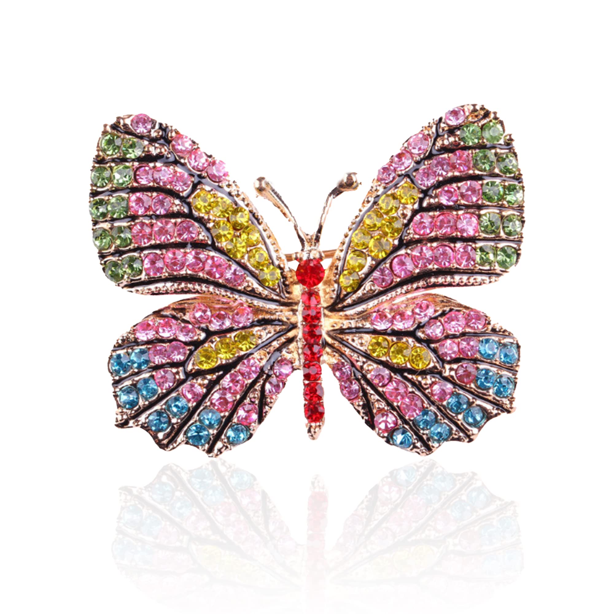 Seakuur Gold Butterfly Animals Insects Rhinestones Brooches and Pins Brooches for Women Weddings