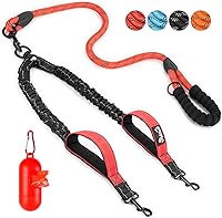 Vista 8 de SlowTon Correa doble para dos perros – Correa para perro sin enredos, correa giratoria de 360° reflectante doble para perro con dos asas acolchadas