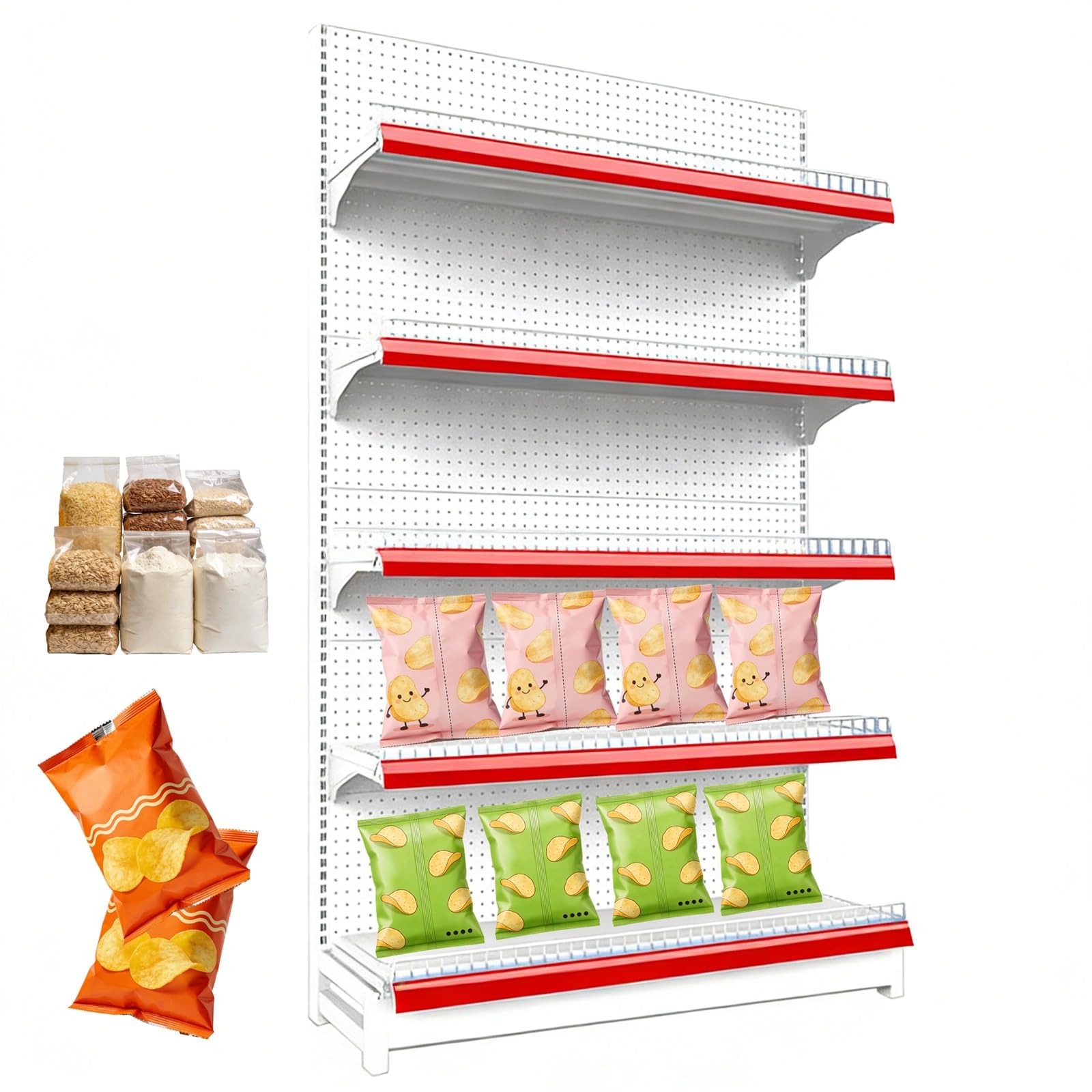 Heavy Duty Supermarket Display Shelf, 5-Tier Retail Storage Rack for Convenience Grocery Office Supply Stores