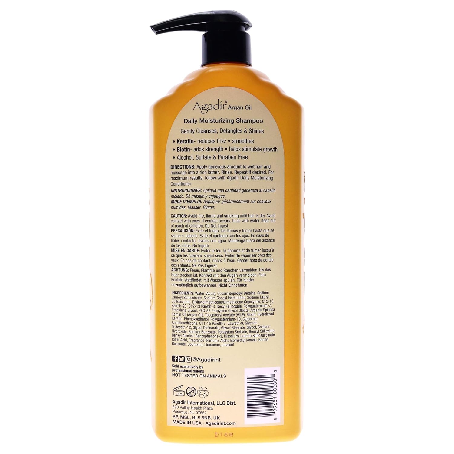 AGADIR Argan Oil Daily Moisturizing Shampoo, 33.8 Fl Oz