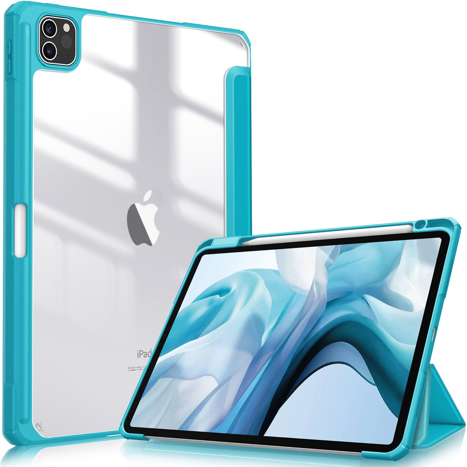 Fintie Hybrid Slim Case for iPad Pro 11-inch (4th / 3rd Generation) 2022/2021 - [Built-in Pencil Holder] Shockproof Cover w/Clear Transparent Back Shell, Also Fit iPad Pro 11" 2nd Gen, Legacy Teal (B098NPCML6) Amazon Price History, Amazon Price Tracker