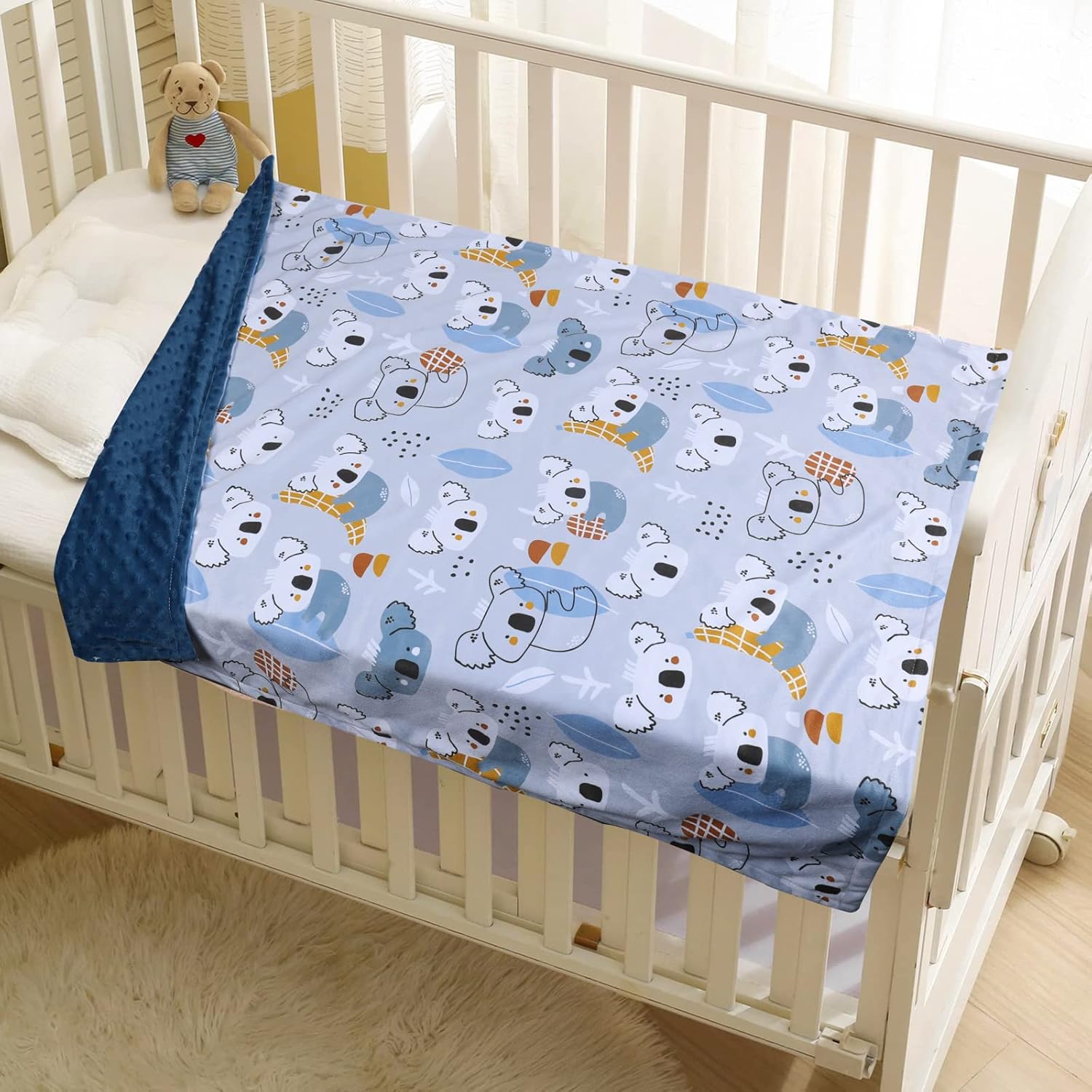 Baby Blanket for Boys Girls Soft Minky with Double Layer Dotted Backing, Koala Printed 30 x 40 Inch Receiving Blanket - Image 2