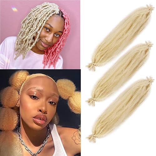 Cabello afro trenzado, 3 piezas preseparadas de cabello rizado Marley Twist trenzado de 16 pulgadas para rastas sintéticas desgastadas, extensiones