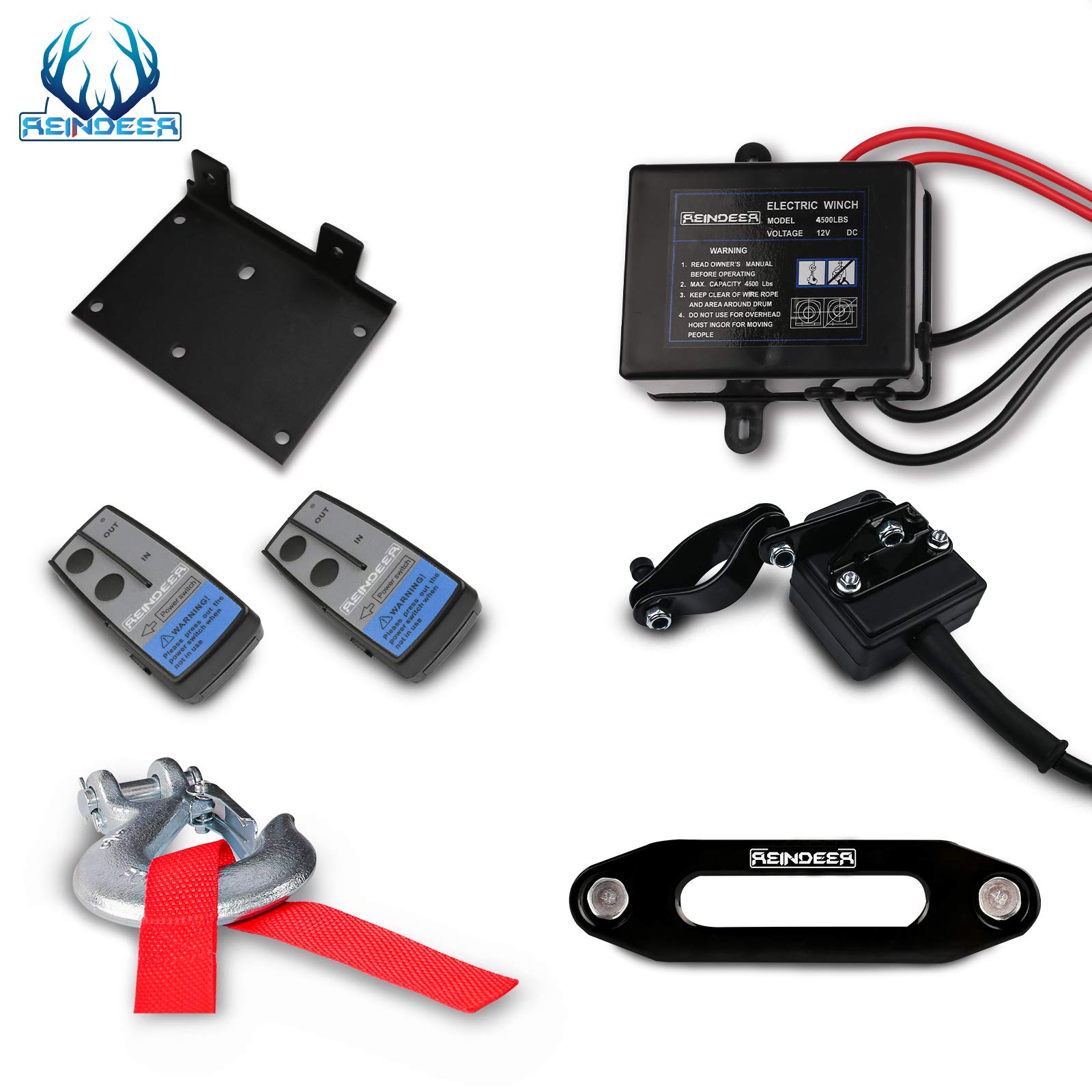 Reindeer 4500 Lb Electric Winch With Synthetic Rope - 12V For Truck, Trailer, ATV, UTV, Boat