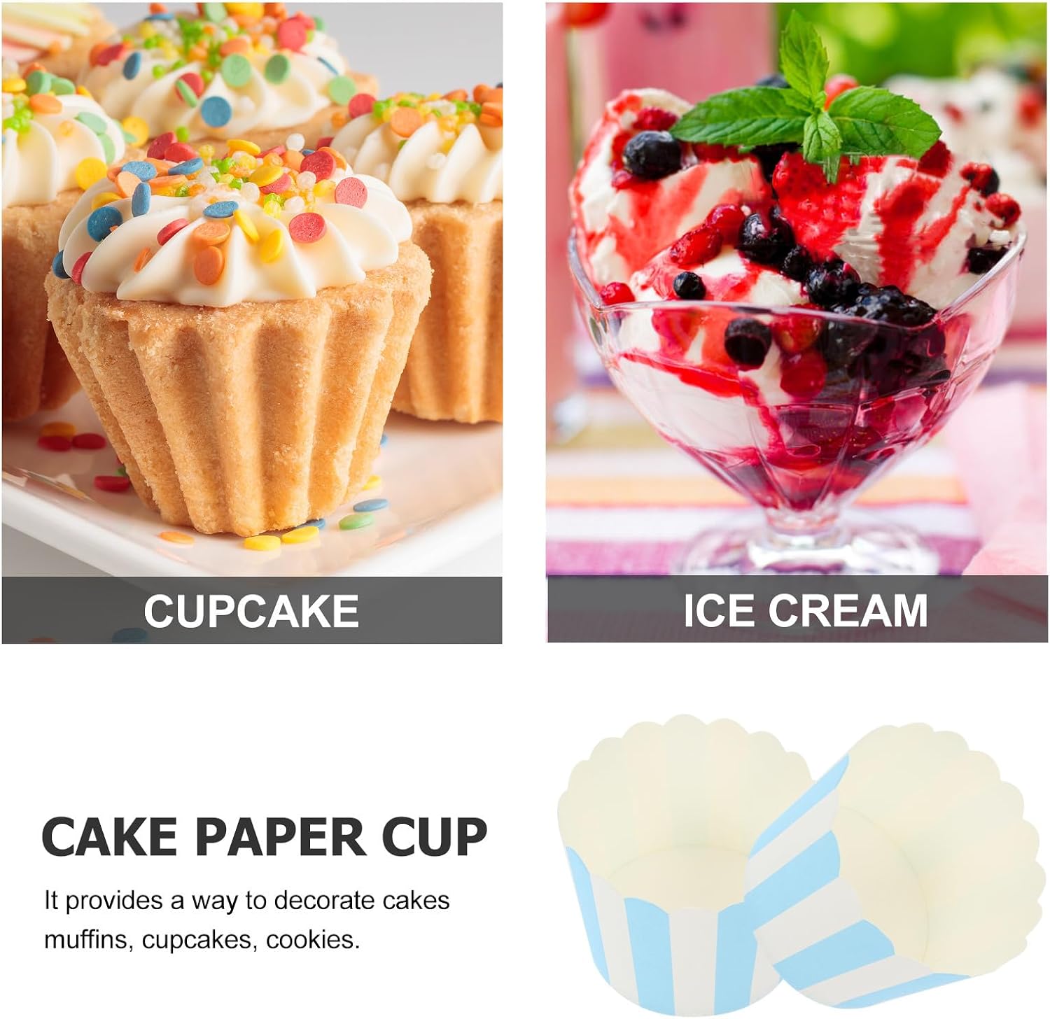 PRETYZOOM 50-Pack Multi Stripe Cupcake Wrappers Paper Baking Cups for Muffins Mini Cake Liners Disposable Holder for Birthday Wedding Party 2.36x1.96x1.77 Inches