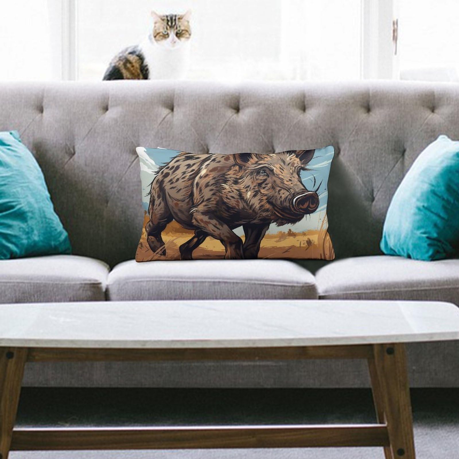 NTVOWPZO Decoration Throw Pillow Covers 8"x12" Pillowcases Covers Cartoon Wild Boar Soft Pillowcases Modern Farmhouse Home Decor Sofa Cushions Covers for Couch Bed Living Room