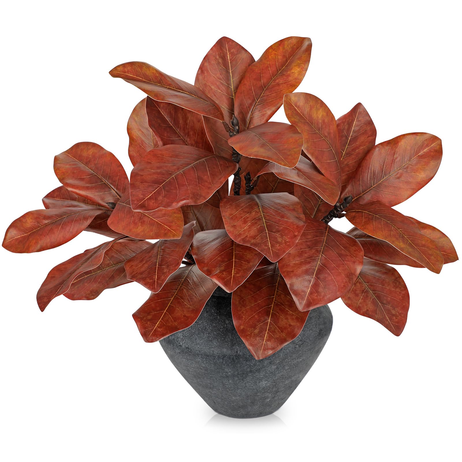 Artificial Magnolia Leaves Stems, Orange Faux Magnolia Branches for Vase