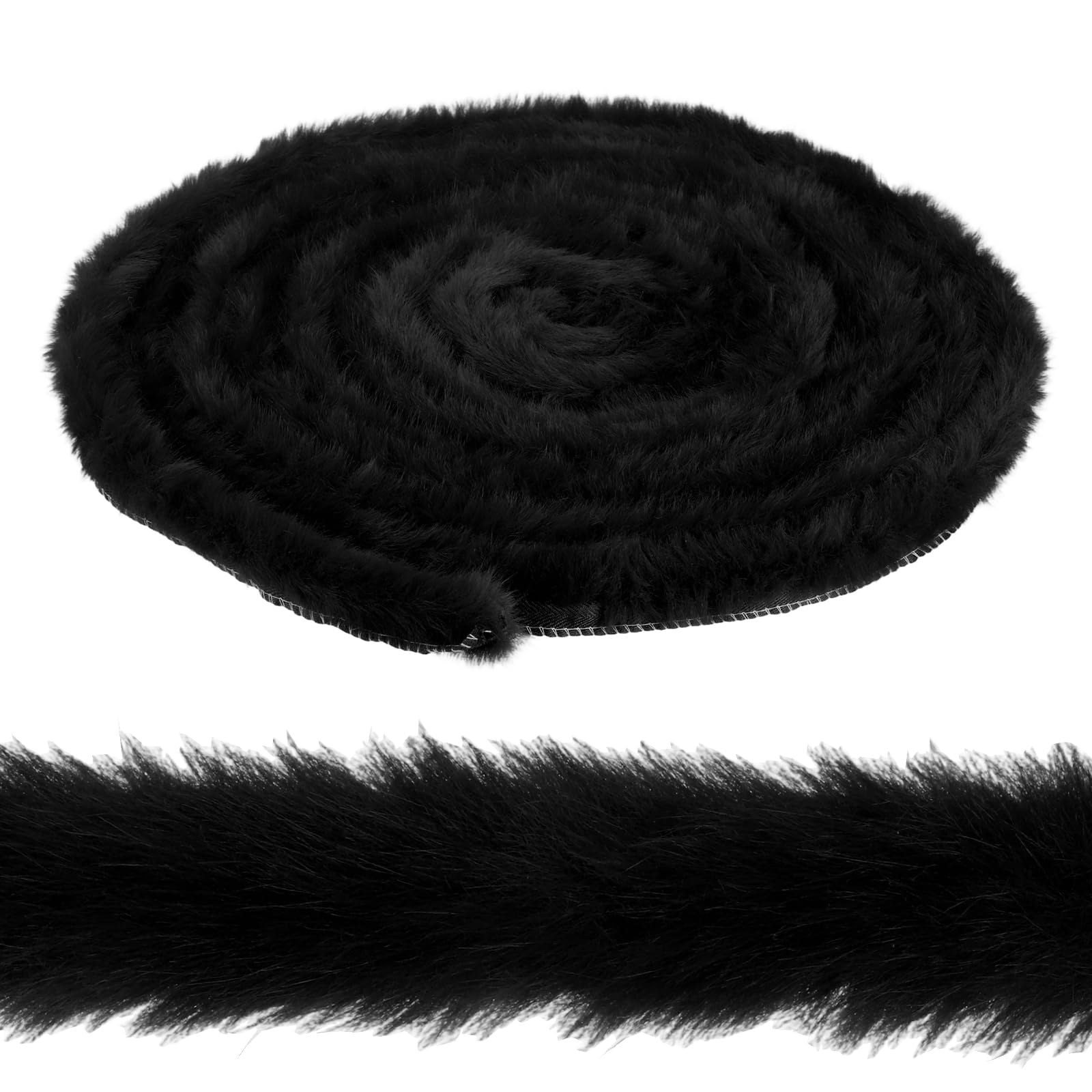 sourcing map 1.2 Inch x 6 Yards Faux Fur Ribbon Trim, Artificial Furry Ribbon Stripe, Craft Fur Trim for Sewing, Christmas Tree, Home Wedding Decoration, Party Supplies, Black