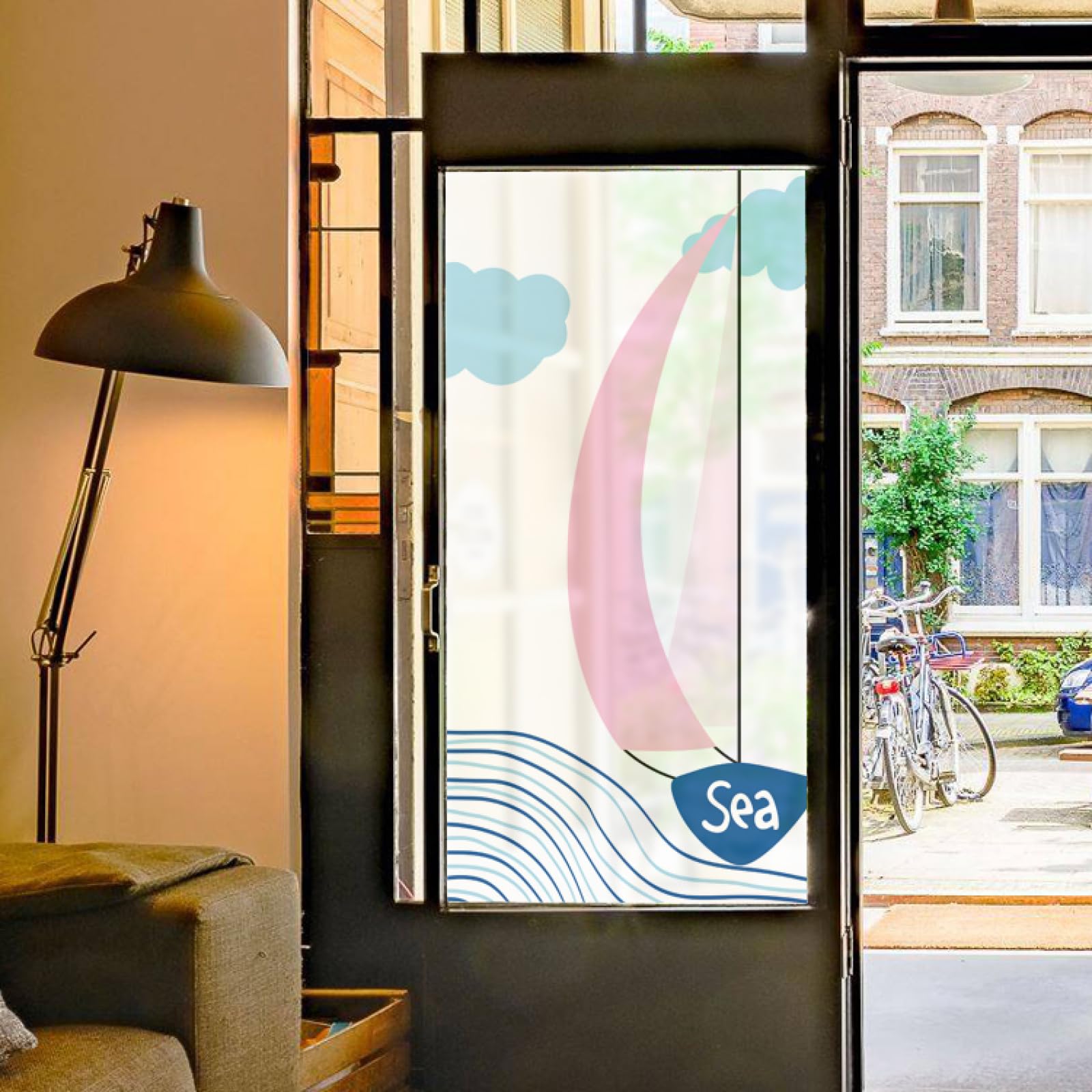 Fensterfolie Blickdicht Sichtschutzfolie, Sichtschutzfolie für Fenster, Pfauenblau, zum Abziehen und Aufkleben, für Badezimmer