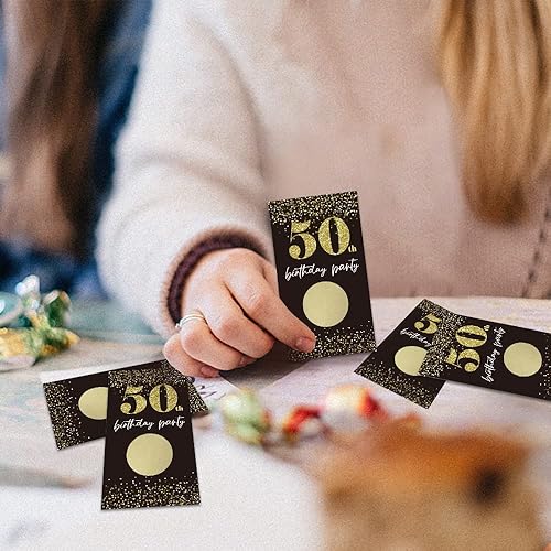 Miniatura 7 de REWIDPARTY Tarjetas de juego de rascar para fiesta de cumpleaños número 50 (32 piezas) de alegría a 50 años, suministros de fiesta de feliz